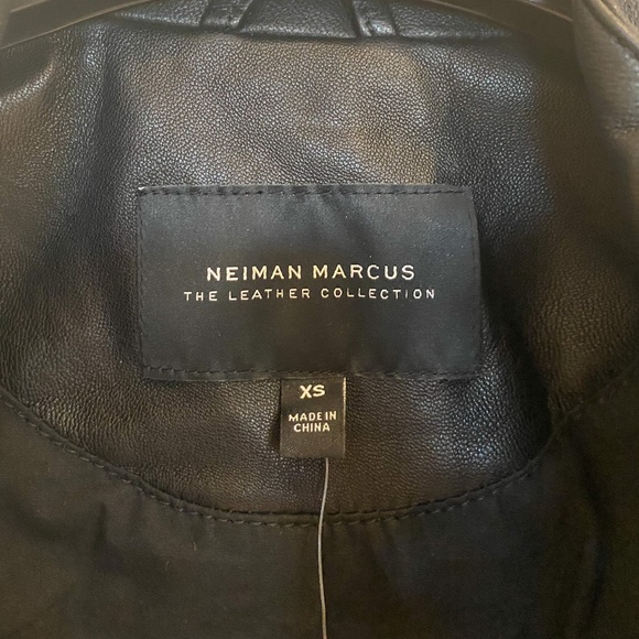 NWT Neiman Marcus Grommet-Trim Lamb Leather Moto - Picture 8 of 15